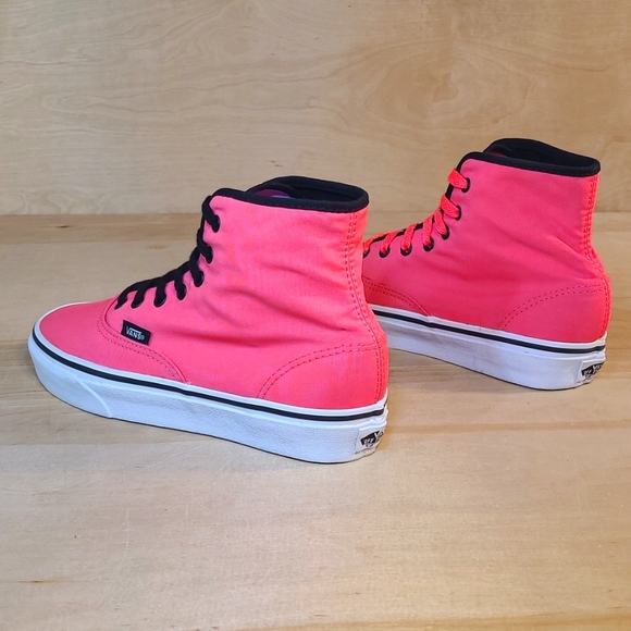 Vans Authentic Women Hi Top Skate Size 6.5 Neon Pink Casual Sneakers - Picture 6 of 10